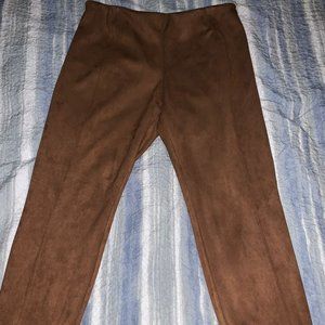 BROWN TTAHARI FAUX SUEDE HIGH WAISTED FULL LENGTH PANTS XL FLARED